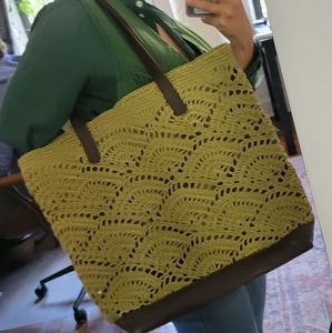 One of a kind, Handmade Crochet Bag - Olive